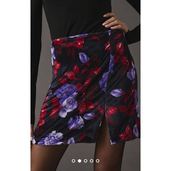 Anthropologie x Maeve Velvet Micro Mini Skirt Size 8 - Picture 4 of 11